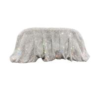 UERSJWYSO Pochette de Soirée à Strass Scintillants pour Femme, Sac à BandoulièRe Plissé avec Chaîne, Sac à Boulettes pour FêTe de Mariage,Argent