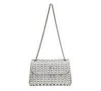 UERSJWYSO Pochettes de Soirée pour Femmes, Sacs à BandoulièRe en Cristal Scintillant et Strass, Sac à Bandoulière avec ChaîNe, Sac de Mariage,Argent