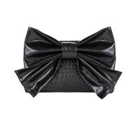 UERSJWYSO Pochettes en Cuir SynthéTique Tissé pour Femmes, Sacs à Bandoulière avec Chaîne, Sac de Soirée Tendance avec NœUd MéTallique Brillant,Noir