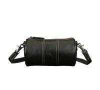 UERSJWYSO Sac à Bandoulière Cylindrique Vintage en Cuir de Vache Véritable pour Femme avec Fermeture éClair Et Bandoulière Réglable,Vert
