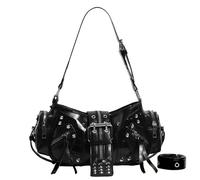 UERSJWYSO Sac À Bandoulière De Mode pour Femme Mignon Hobo Tote Sac À Bandoulière Punk Rétro Tendance avec Sangle Amovible,Noir