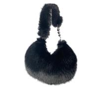 UERSJWYSO Sac à BandoulièRe en Fausse Fourrure pour Femme Style Y2k éLéGant Mini Sac De Soirée Doux Et Moelleux,Noir