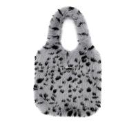 UERSJWYSO Sac à Bandoulière en Fausse Fourrure Souple pour Femme Fourre-Tout Tendance à Imprimé Animal Y2k Grande Capacité Motif GuéPard,Gris