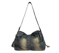 UERSJWYSO Sac À Bandoulière Fourre-Tout pour Femmes Denim Grande Capacité Doux Y2K en Détresse Hobo Sac À Main Rétro Aisselles,Bleu
