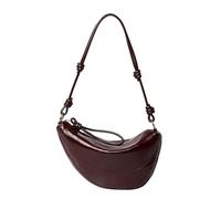 UERSJWYSO Sac à Bandoulière Tendance pour Femme en Cuir de Vache Ciré avec Fermeture éclair Style Croissant sous Les Bras Style Hobo,Wine Red