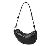 UERSJWYSO Sac à Bandoulière Tendance pour Femme en Cuir de Vache Ciré avec Fermeture éclair Style Croissant sous Les Bras Style Hobo,Noir