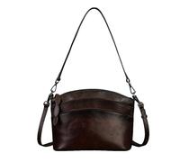 UERSJWYSO Sac à Main en Cuir VéRitable pour Femme Sac à BandoulièRe Triple Fermeture éClair Tendance,café