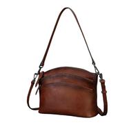 UERSJWYSO Sac à Main en Cuir VéRitable pour Femme Sac à BandoulièRe Triple Fermeture éClair Tendance,Marron