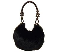 UERSJWYSO Sac à Main en Fausse Fourrure Moelleuse pour Femme Petit Sac à Main Mignon Sac à BandoulièRe Souple Sacs en Peluche des AnnéEs 2000,Noir