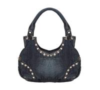 UERSJWYSO Sac à Main en Jean EsthéTique Y2k pour Femme Sac à Bandoulière Tendance en Strass Sac à Bandoulière en Jean Délavé,Dark Blue