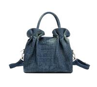 UERSJWYSO Sac à Main en Jean pour Femme avec Fermeture éclair Et Volants Sac Seau Décontracté en Jean Vintage Sac Bandoulière avec Poches,Bleu