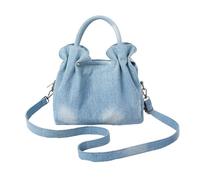 UERSJWYSO Sac à Main en Jean pour Femme avec Fermeture éclair Et Volants Sac Seau Décontracté en Jean Vintage Sac Bandoulière avec Poches,Light Blue
