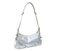 UERSJWYSO Sac à Main Strass pour Femme, Bandoulière Réglable, Sac Hobo Scintillant, Sac De SoiréE Tendance Y2k, Sac à BandoulièRe sous Les Bras,Argent