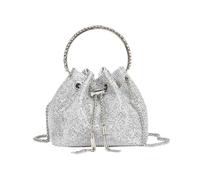 UERSJWYSO Sac À Main Tridimensionnel Incrusté De Strass Brillant avec Chaîne Peut Être Porté sur La Mode À Bandoulière,Argent