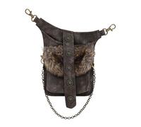 UERSJWYSO Sac Banane en Similicuir pour Femme Y2k avec ChaîNe Détachable et Fausse Fourrure sur Le Devant Mini Sac à Main De Taille Streetwear,café