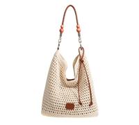 UERSJWYSO Sac De Plage Au Crochet pour Les Femmes Doux Été Tissé Fourre-Tout Vacances Paille Maille Pliable Grande Capacité Sacs À Bandoulière,Beige b
