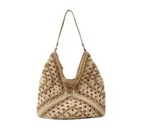 UERSJWYSO Sac de Plage en Paille D'été pour Femmes Sac Fourre-Tout Au Crochet Sac à Main Sac à BandoulièRe Tissé pour Les Vacances et Les Voyages,Kaki