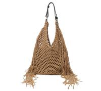 UERSJWYSO Sac De Plage Tissé pour Femmes Plage D'Été Boho Fourre-Tout Doux Sac À Main Sac À Bandoulière Pompon Vacances Sacs Décontractés,Kaki