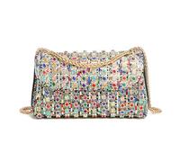 UERSJWYSO Sac De Soirée à Strass Scintillants pour Femme, Pochette Tendance, Sac à BandoulièRe avec ChaîNe, pour Mariage, Bal de Promo,Color