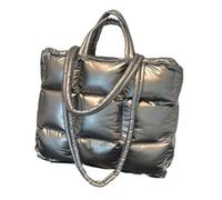 UERSJWYSO Sac Fourre-Tout Tendance pour Femme en Coton Matelassé Rembourré à Bandoulière Souple IdéAl pour Le Travail Et Les Voyages,Gris