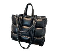 UERSJWYSO Sac Fourre-Tout Tendance pour Femme en Coton Matelassé Rembourré à Bandoulière Souple IdéAl pour Le Travail Et Les Voyages,Noir
