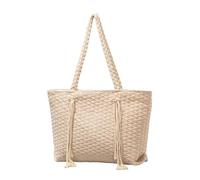 UERSJWYSO Sac Fourre-Tout Tissé pour Femme élégant à Bandoulière avec Fermeture éclair Décontracté Grand pour Le Travail, Les Vacances, La Plage,Apricot