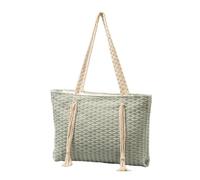 UERSJWYSO Sac Fourre-Tout Tissé pour Femme élégant à Bandoulière avec Fermeture éclair Décontracté Grand pour Le Travail, Les Vacances, La Plage,Vert