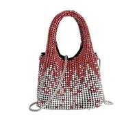 UERSJWYSO Sac Seau de Luxe en Strass pour Femme, Sacs à Main et Pochettes à Strass Scintillants Dégradés, Sac De Soirée,Rouge