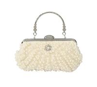 UERSJWYSO Sacs à Main De Soirée en Strass pour Femmes, Pochette éLégante avec PoignéE SupéRieure et Perles, pour Mariage, Bal, Fête,Apricot