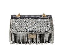 UERSJWYSO Sacs de Soirée pour Femmes, Pochettes De Soirée en Strass Scintillants, Sacs à Main élégants avec PoignéE SupéRieure en ChaîNe,Noir