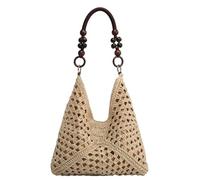 UERSJWYSO Sacs en Paille pour Les Femmes Plage D'été Doux Grand Sac Fourre-Tout Tissé Épaule Sac À Main Sac À Main Vacances Crochet Sac,Beige