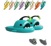 UERSUR Angler Fish Slides, Shark Chanclas, Glow in the Dark, Hai Pantoufles pour homme et femme, Bleu vif, 44/45 EU