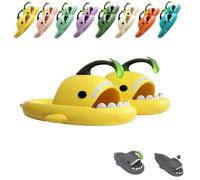 UERSUR Angler Fish Slides, Shark Chanclas, Glow in the Dark, Hai Pantoufles pour homme et femme, jaune, 40/41 EU