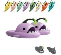 UERSUR Angler Fish Slides, Shark Chanclas, Glow in the Dark, Hai Pantoufles pour homme et femme, pourpre, 36/37 EU Étroit