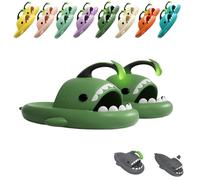 UERSUR Angler Fish Slides, Shark Chanclas, Glow in the Dark, Hai Pantoufles pour homme et femme, vert foncé, 36/37 EU Étroit