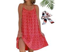 UERSUR CamiBloom Robe camisole imprimée florale pour femme, rose Chloe Sundress, rouge, XXXL