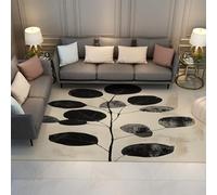 UERWOWELL 150x240cm Tapis Style Nordique Minimaliste Noir Botanique Feuilles Motif Moderne Tapis Minces pour Salon Chambre Lavable Antidérapant