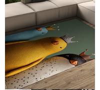 UERWOWELL Animaux Mignons Tapis Dessin animé Pingouin Prince et Princesse Motif Tapis Mince pour Chambre d’Enfant Chambre à Coucher Salle de Jeux Support antidérapant 180x240cm