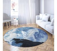 UERWOWELL Citations inspirantes 100cm Tapis Ronds à Poils Ras Confortable Lavable enneigé Sommet de la Montagne Paysage Tapis de Sol pour Le Salon Salle d’étude Bureau