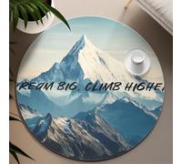 UERWOWELL Citations inspirantes 100cm Tapis Ronds à Poils Ras Doux Lavable Snowy Peak Paysage Tapis de Sol pour Salon Bureau Dortoir Facile à Nettoyer