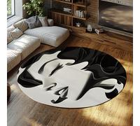 UERWOWELL des années 70 Style rétro Minces Tapis Minimaliste Moderne Dame Portrait Impression d’Art Grand Tapis Rond pour Salon Chambre Salle Bain Couloir 150cm