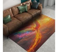 UERWOWELL Fantasy Art Oiseaux 70x120cm Tapis Mythique Phoenix Rising Motif Tapis de Sol pour Salon Chambre Lounge Bibliothèque Low Pile Lavable