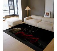 UERWOWELL Festival Party Tapis Romantique Rose Bougie Verre Tasse Motif Antidérapant Mince Tapis pour Salon Cuisine Hôtel Restaurant 180x250cm