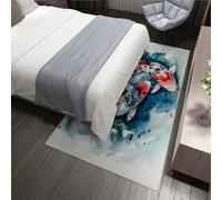 UERWOWELL Koi Fish 180x240cm Tapis Traditionnel Style Japonais Feng Shui Koi Motif Tapis de Sol pour Bureau Salon Cuisine Poils Bas Facile Nettoyage