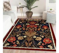UERWOWELL Luxury Vintage 100x200cm Tapis de Jardin Motif botanique Floral pour Salon Bureau Couloir décoration de Sol Douillette Lavable