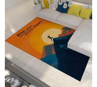 UERWOWELL Montagne Coucher de Soleil Coureur Tapis Sunburst scène Silhouette vibrante Imprimer Mince Tapis pour Salon Chambre à Coucher Zones à Fort trafic Décor 80x150cm