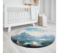 UERWOWELL Montagne Scenic 100cm Tapis Ronds Outdoor Explorer Nature Design Tapis de Sol Cosy Low Pile pour Salon Bureau Zones à Fort trafic