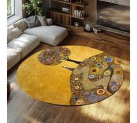 UERWOWELL Nouveauté Arbre de Vie Grand Tapis Rond 140cm Motif en Spirale Abstrait Tapis de Sol Minces pour Salon Chambre Cuisine Lavable séchage Rapide