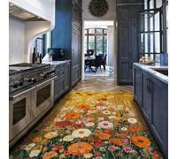 UERWOWELL Pelouse & Jardin Grand Tapis Style Impressionnisme Fleur Champ Imprimer Tapis de Sol Minces pour Salon Chambre Chevet Lavable Antidérapant 120x180cm