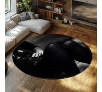 UERWOWELL Petits Tapis Ronds Mystère Dame et Tige Tapis à Poils Bas lavables 140cm - Style Urbain Moderne Salle à Manger décoration de Sol de Cuisine